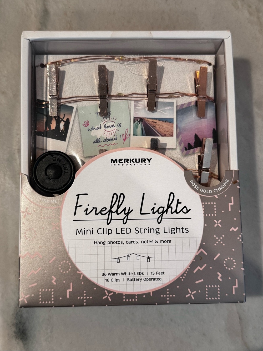 NEW Firefly Lights Mini Clip LED String Lights - Rose Gold Chrome